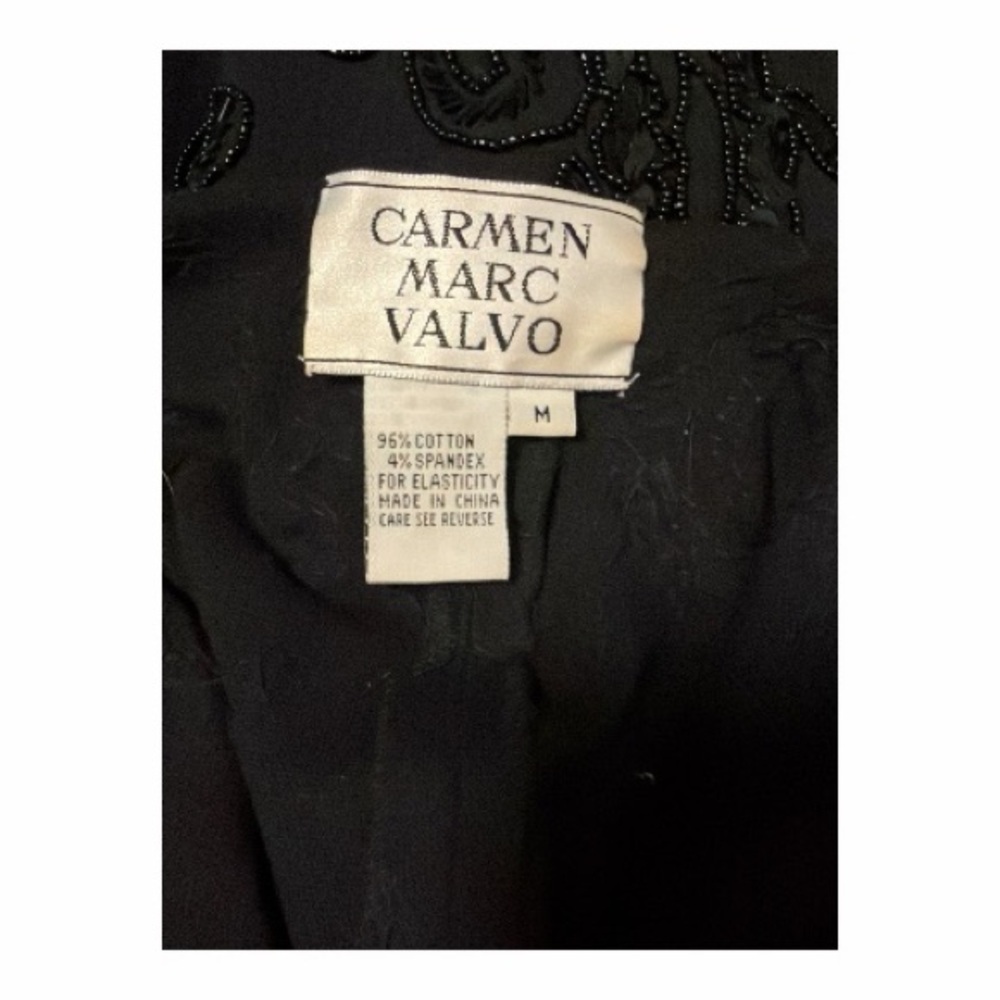 Carmen Marc Valvo Old Hollywood Black Beaded Dress Glam Evening M AG1 - Picture 8 of 8